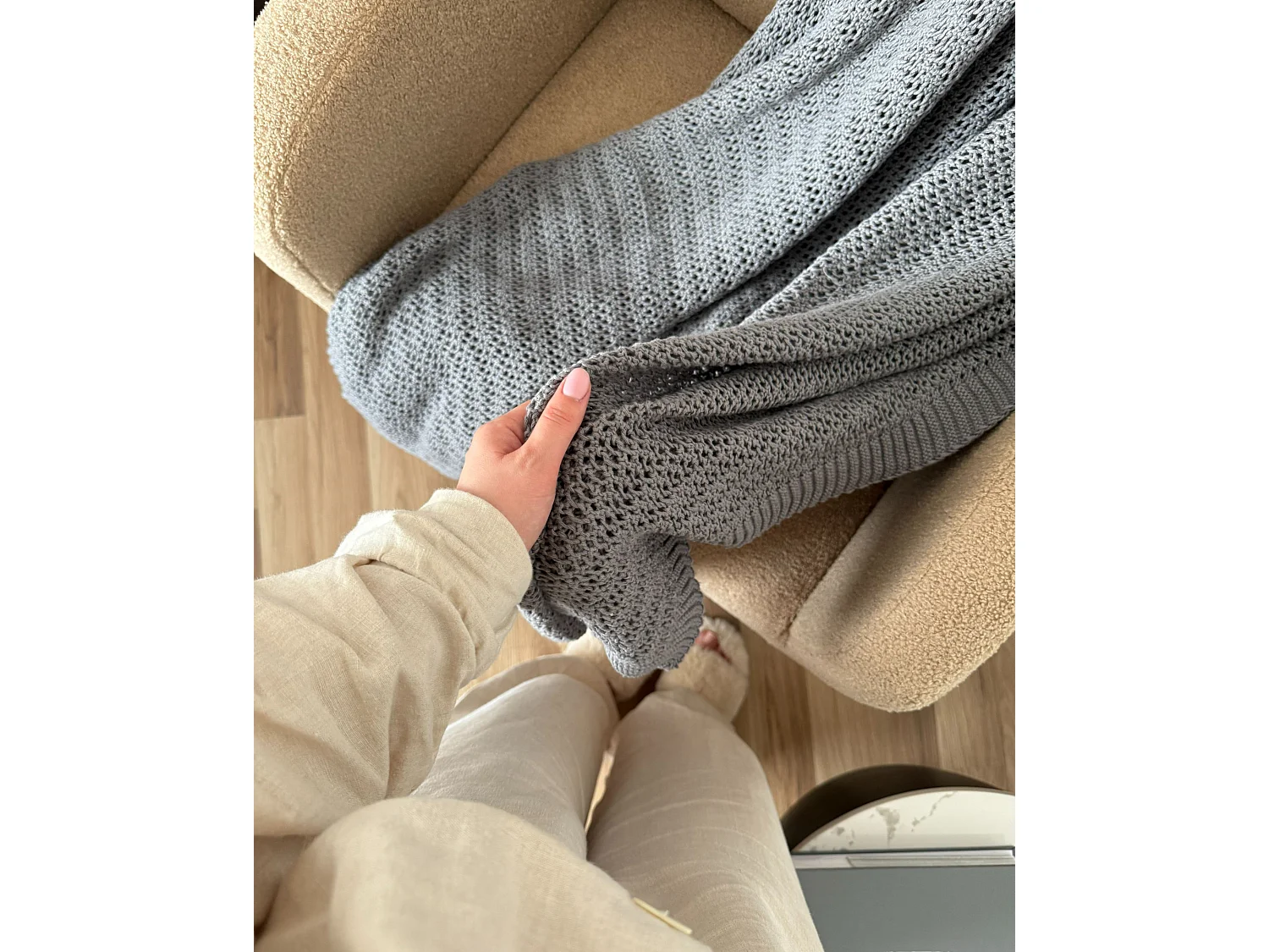 Couvre-lits ILEN Coton 150 x 200 cm Gris