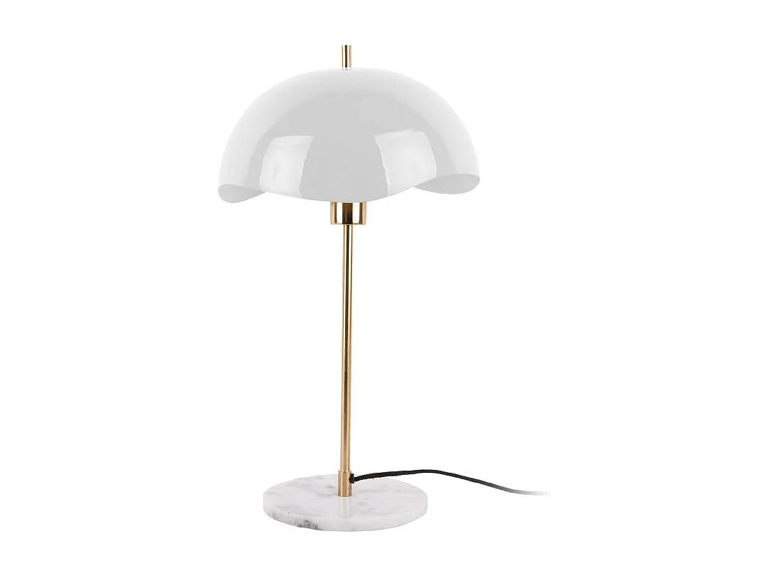 Waved Dome - Lampe à poser en métal et marbre - Blanc