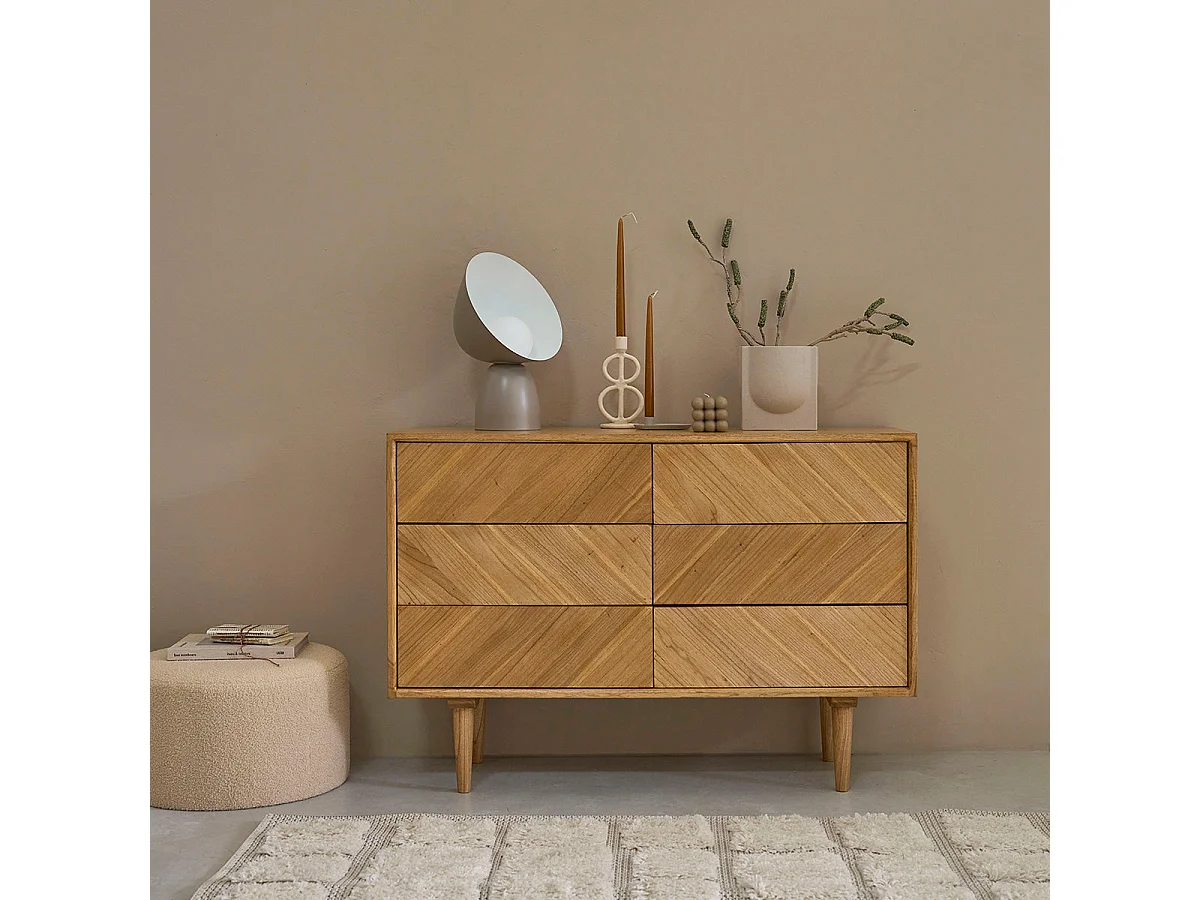 Cómoda de madera de mindi maciza de 120 cm