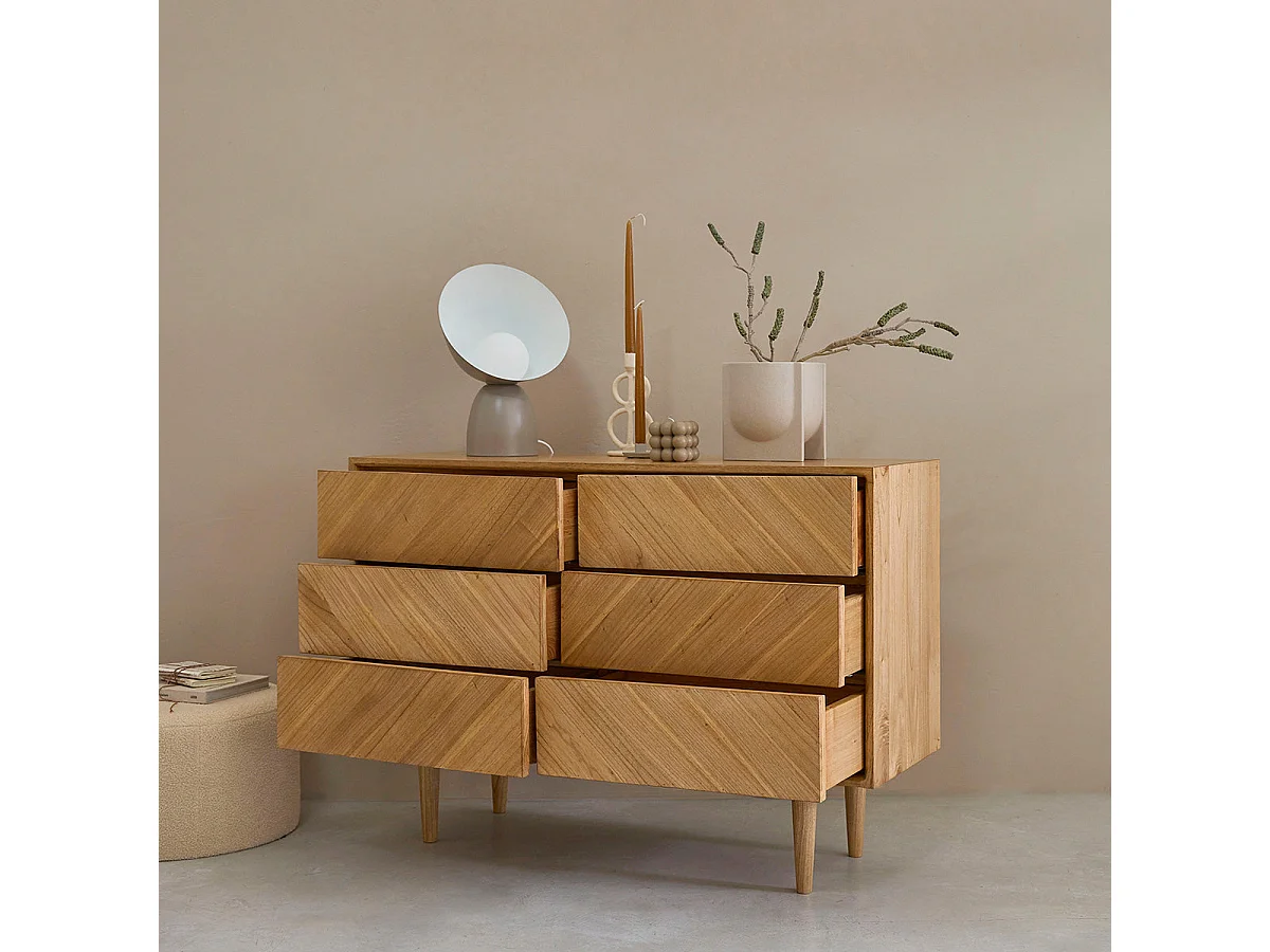 Cómoda de madera de mindi maciza de 120 cm