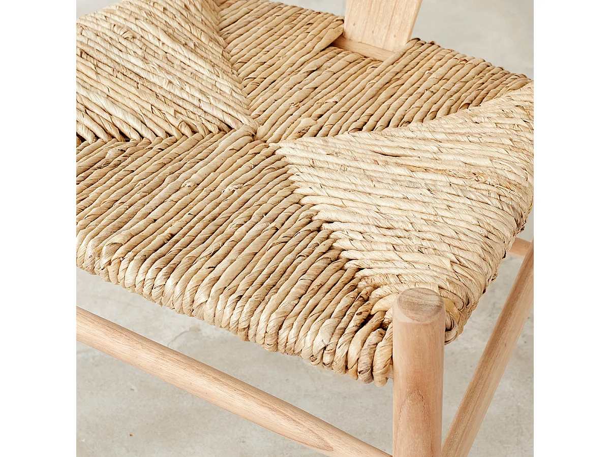 Lot de 2 chaises en mindi massif et assise tissée