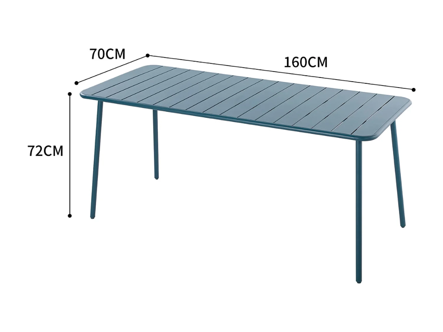 Table de jardin en acier 6 places bleue BERGAME