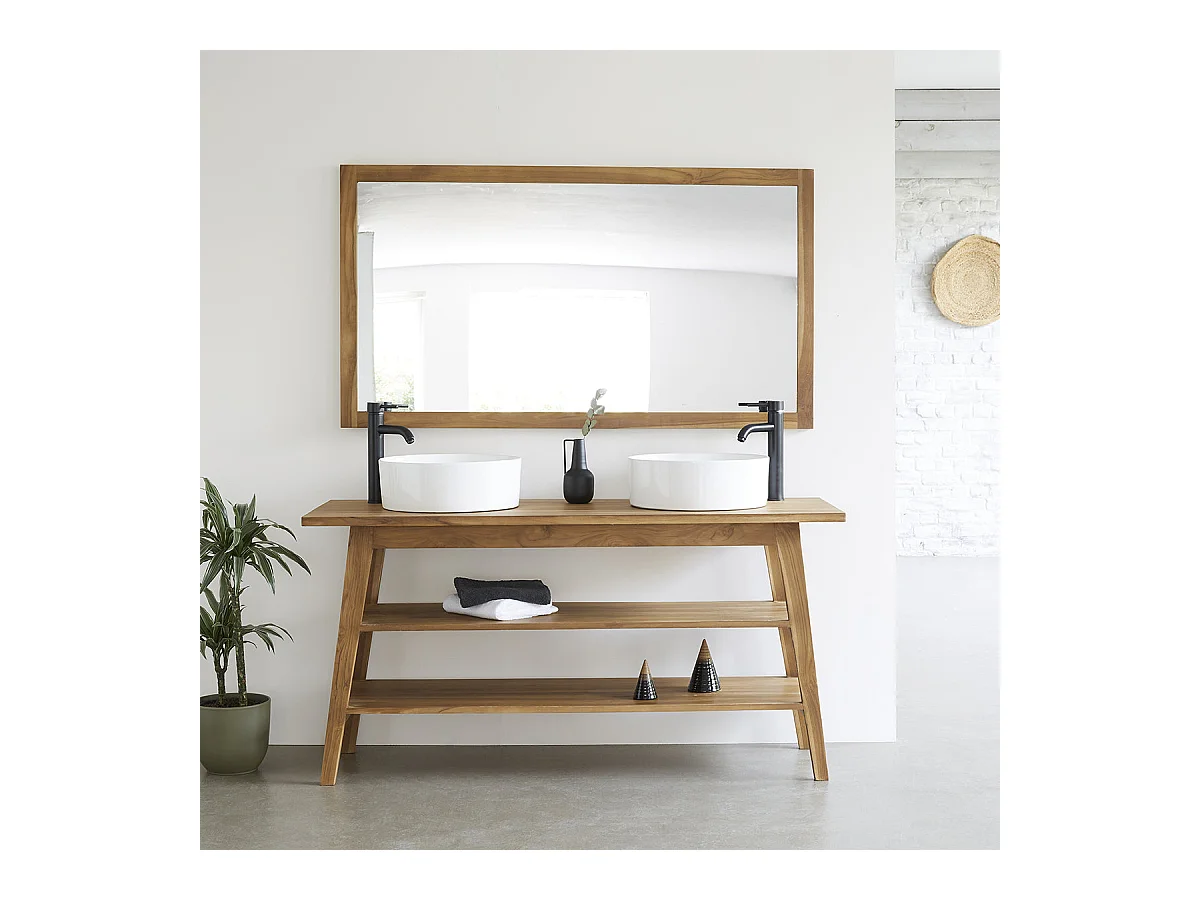 Mobile doppio lavabo in massello di mindi 160 cm