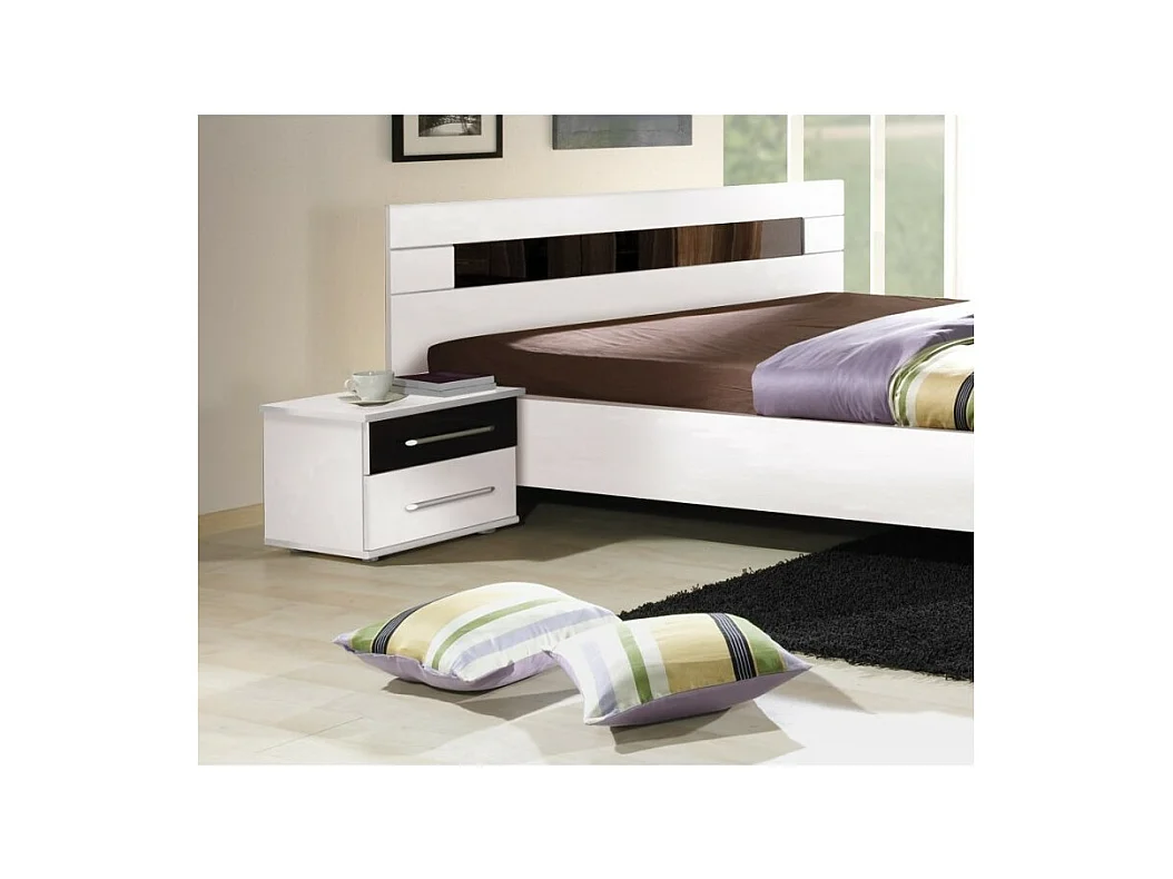 Lot de 2 chevets DUBLIN Blanc alpin et noir brillant