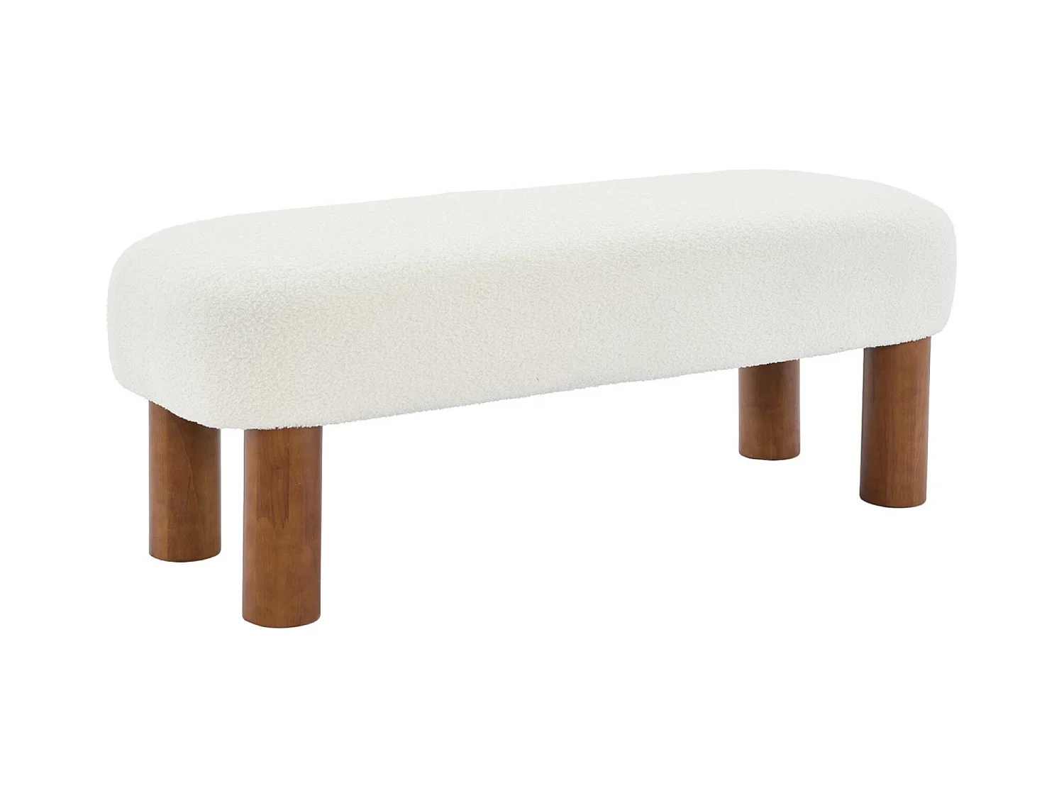 Banc / Bout de lit. pieds en bois d'hévéa et tissu bouclette