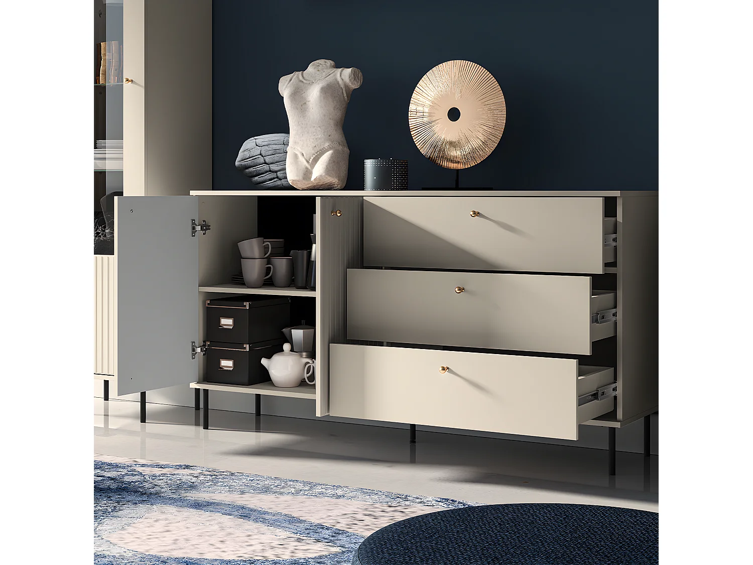 Buffet 2 portes 3 tiroirs Nova Cachemire