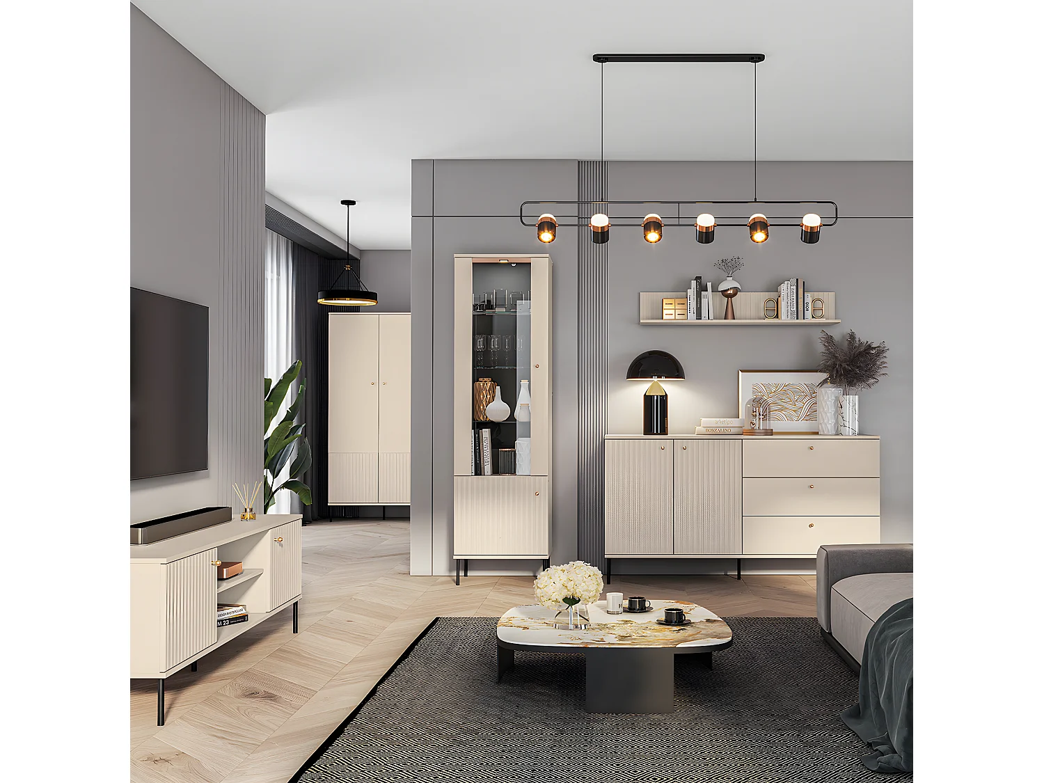 Buffet 2 portes 3 tiroirs Nova Cachemire