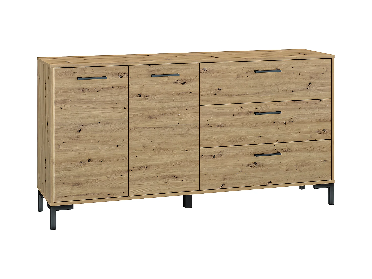 Buffet 2 portes 3 tiroirs 160 cm Liora Bois