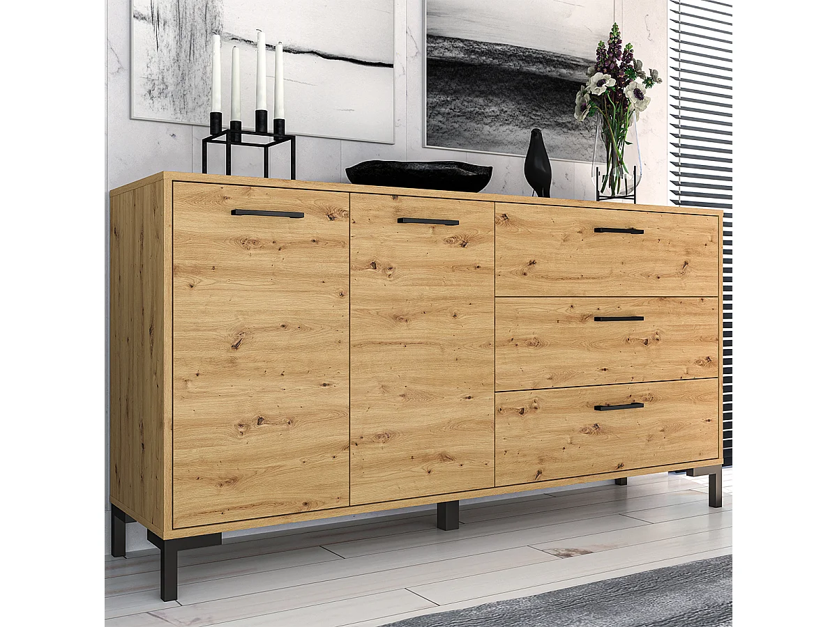 Buffet 2 portes 3 tiroirs 160 cm Liora Bois