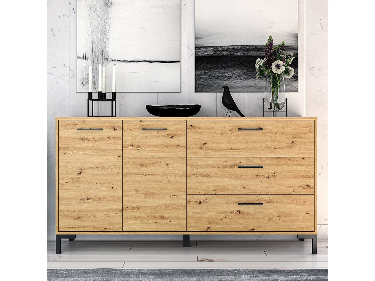 Buffet 2 portes 3 tiroirs 160 cm Liora Bois