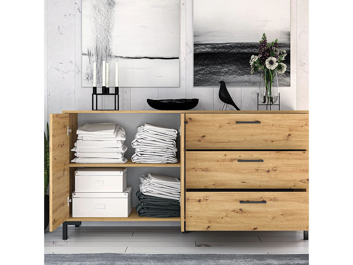 Buffet 2 portes 3 tiroirs 160 cm Liora Bois