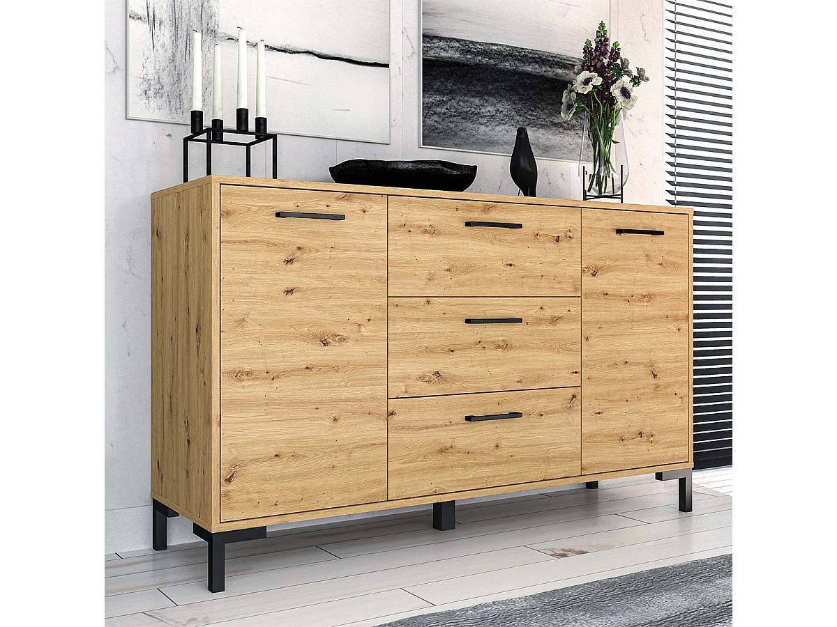 2-door 3-drawer sideboard 138 cm Liora Wood