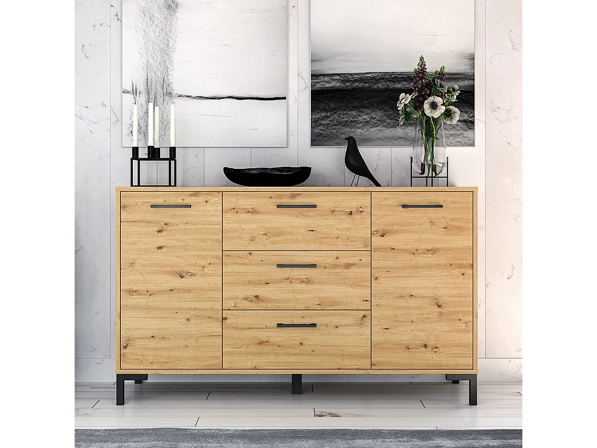 2-door 3-drawer sideboard 138 cm Liora Wood