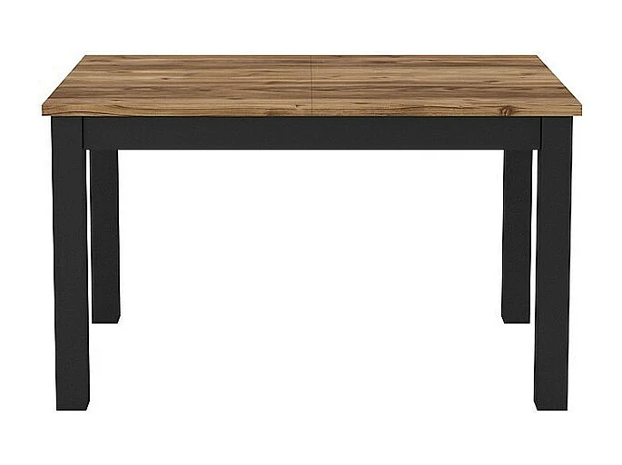 Table extensible 8 personnes pour salle à manger Collection DARWIN. Plateau effet épicéa. Pieds noirs