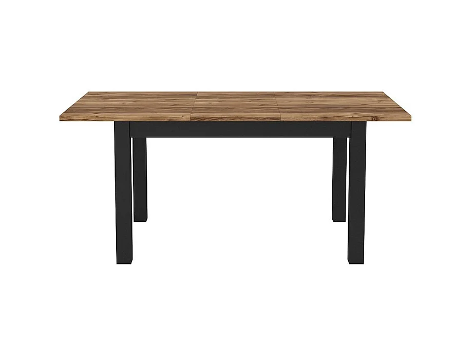 Table extensible 8 personnes pour salle à manger Collection DARWIN. Plateau effet épicéa. Pieds noirs