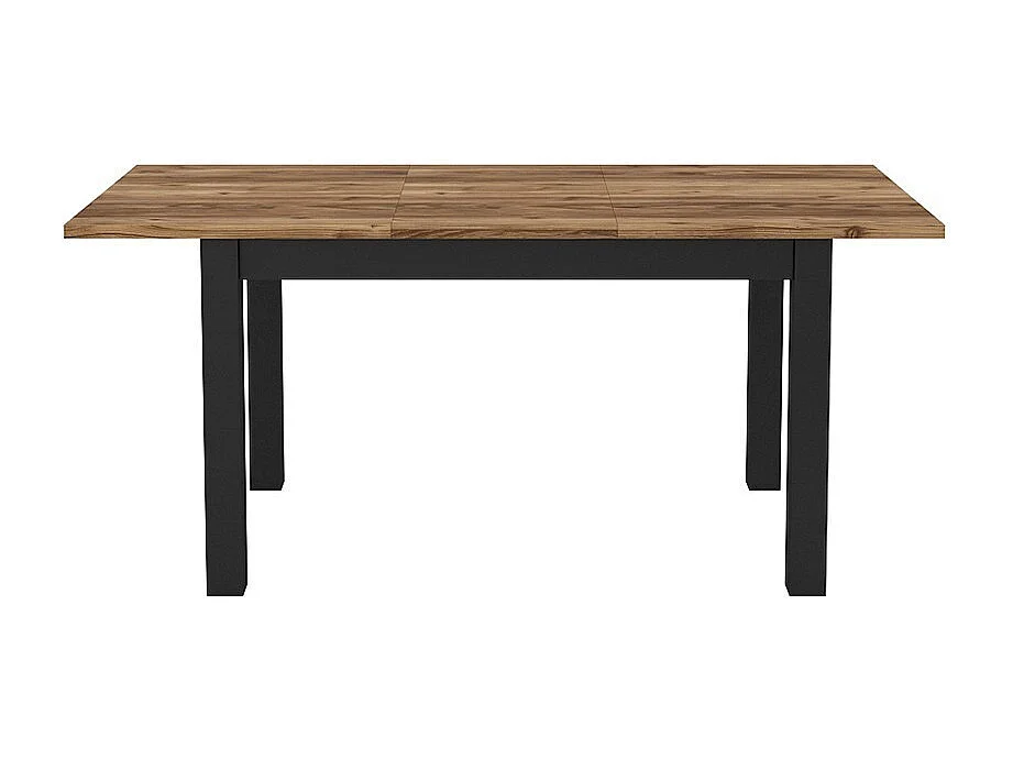 Table extensible 8 personnes pour salle à manger Collection DARWIN. Plateau effet épicéa. Pieds noirs