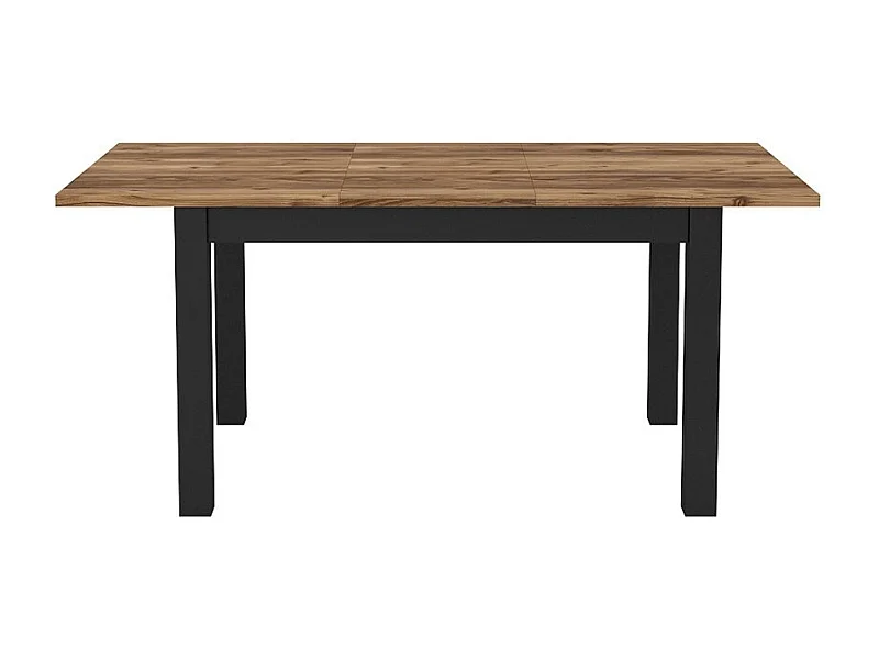 Table extensible 8 personnes pour salle à manger Collection DARWIN. Plateau effet épicéa. Pieds noirs