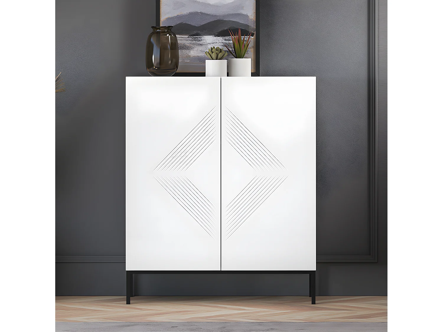 Buffet haut 2 portes Aura Blanc