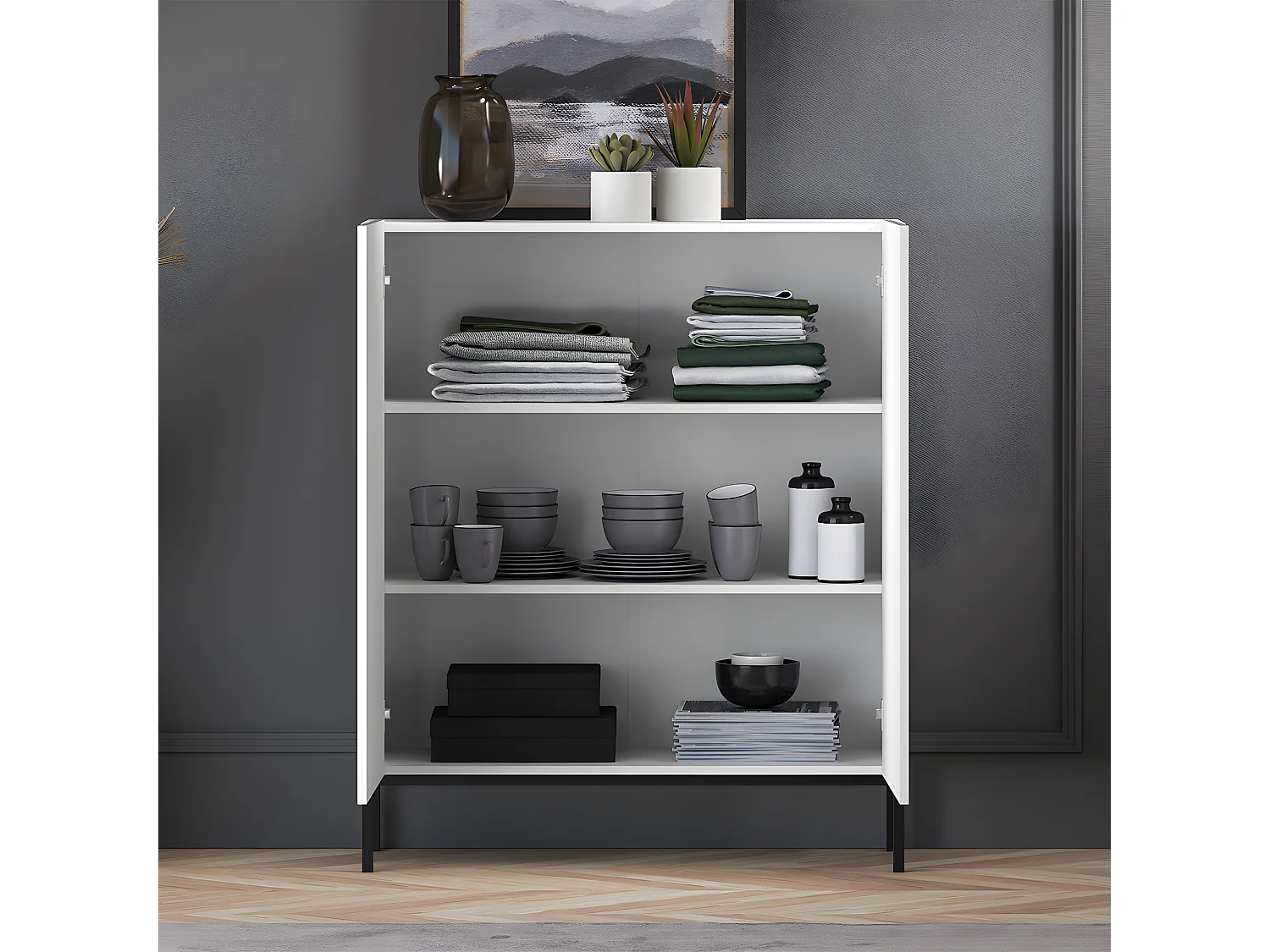 Buffet haut 2 portes Aura Blanc