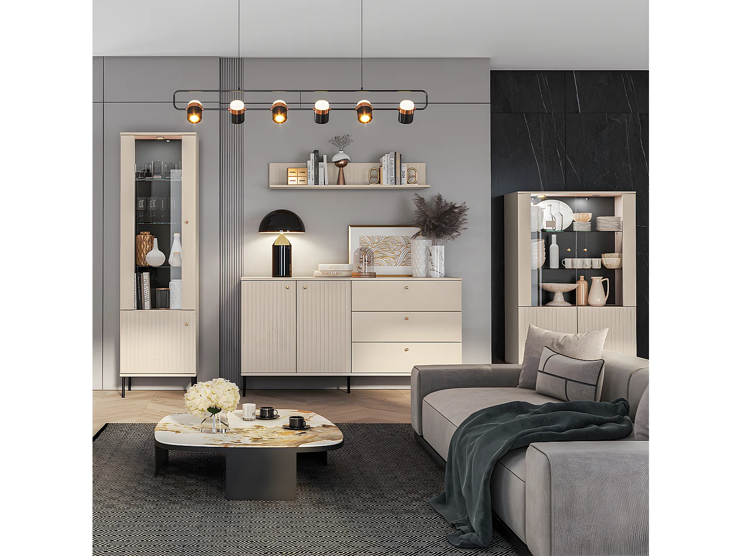 Nova Cashmere Vitrina LED de 2 portas