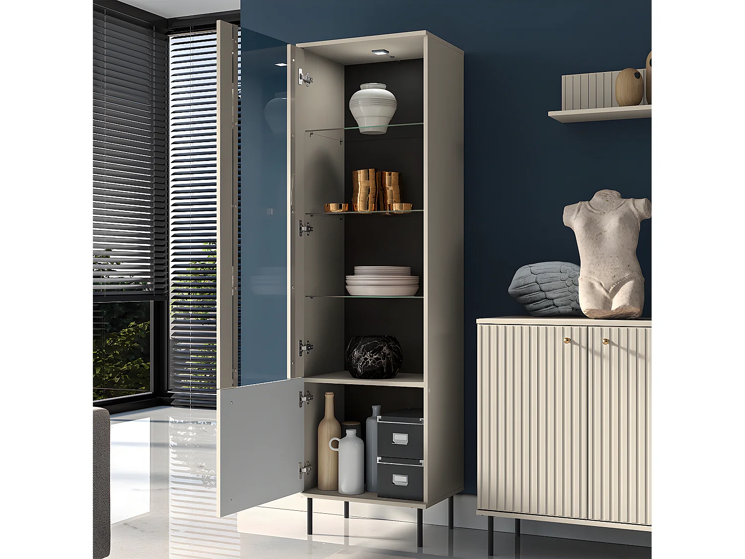 Vitrine 2 portes LED Nova Cachemire