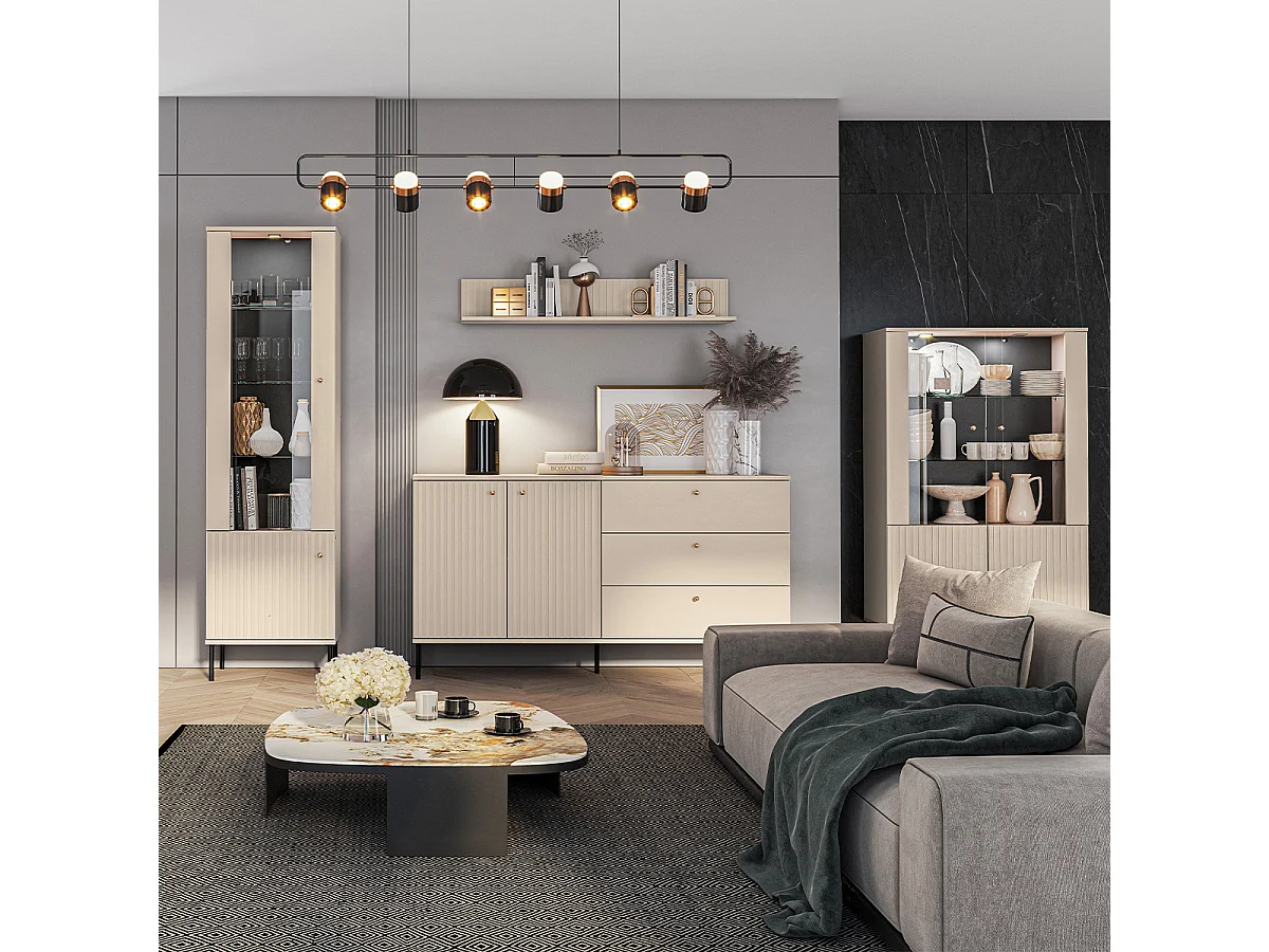 Nova Cashmere LED 2-deurs vitrinekast