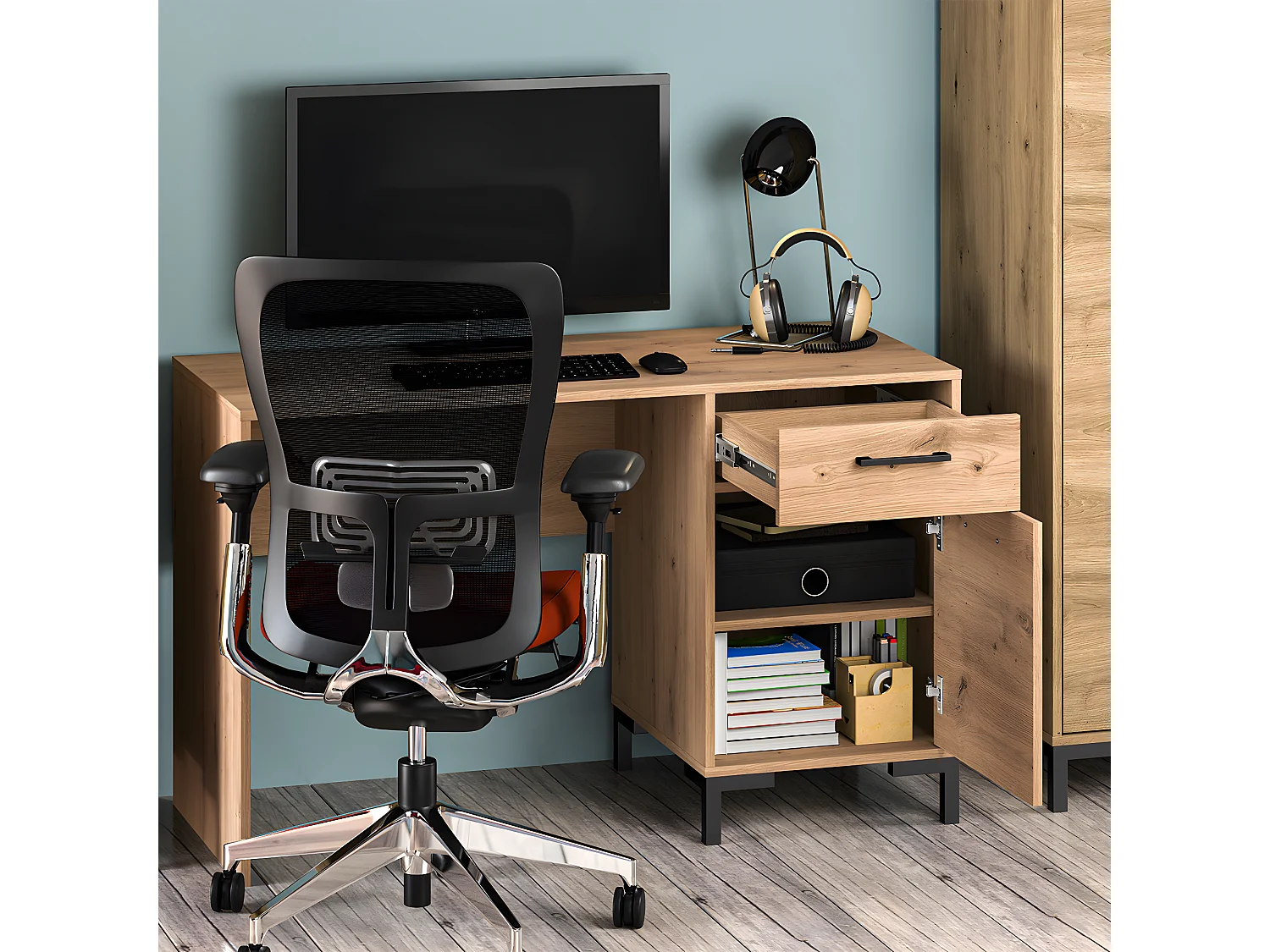 Bureau 1 porte 1 tiroir Liora Bois