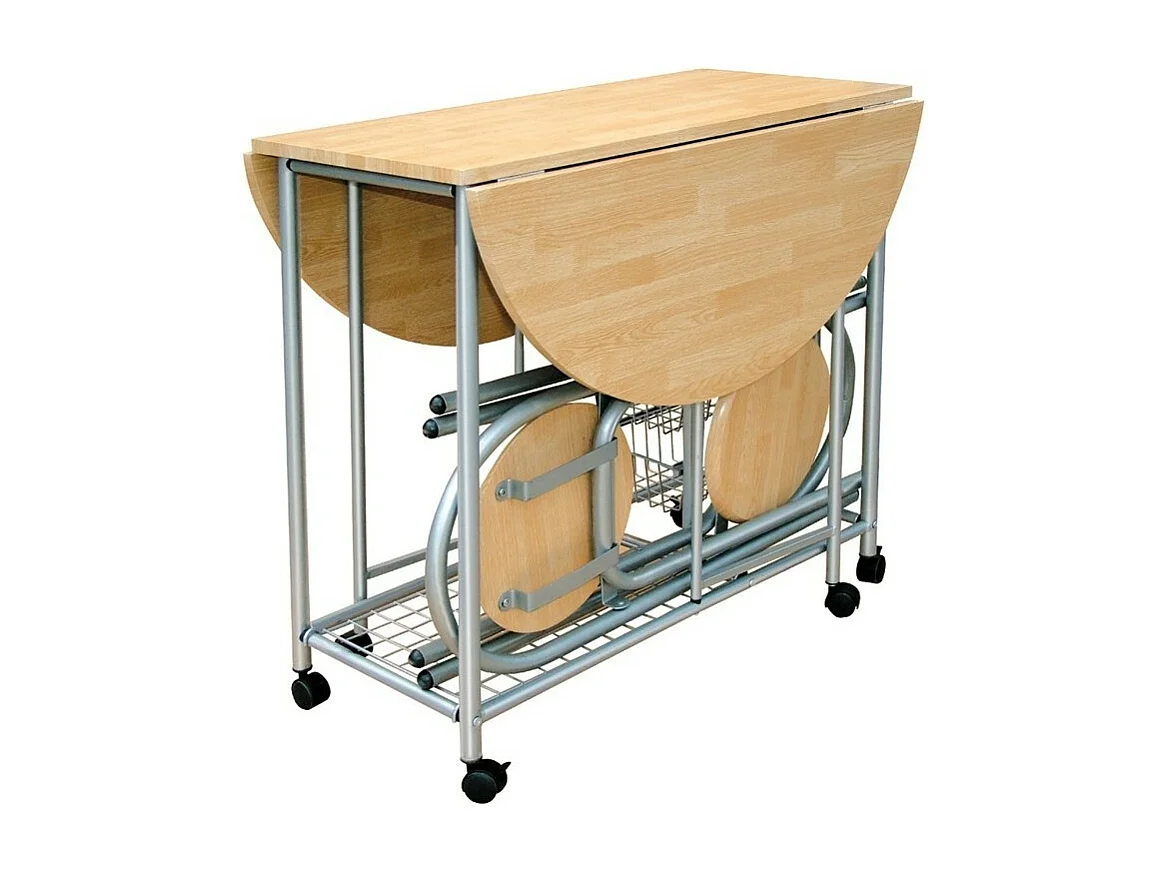 Ensemble pliable table ronde et 2 chaises. Collection BETA. Idéal pour les petits espaces.