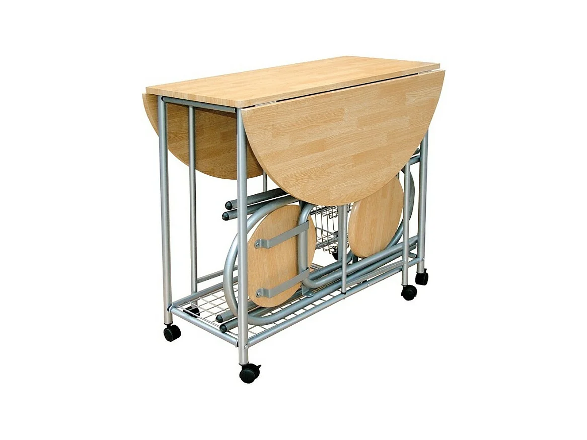 Inklapbare set met een ronde tafel en 2 stoelen. Collectie BETA. Ideaal voor kleine ruimtes.