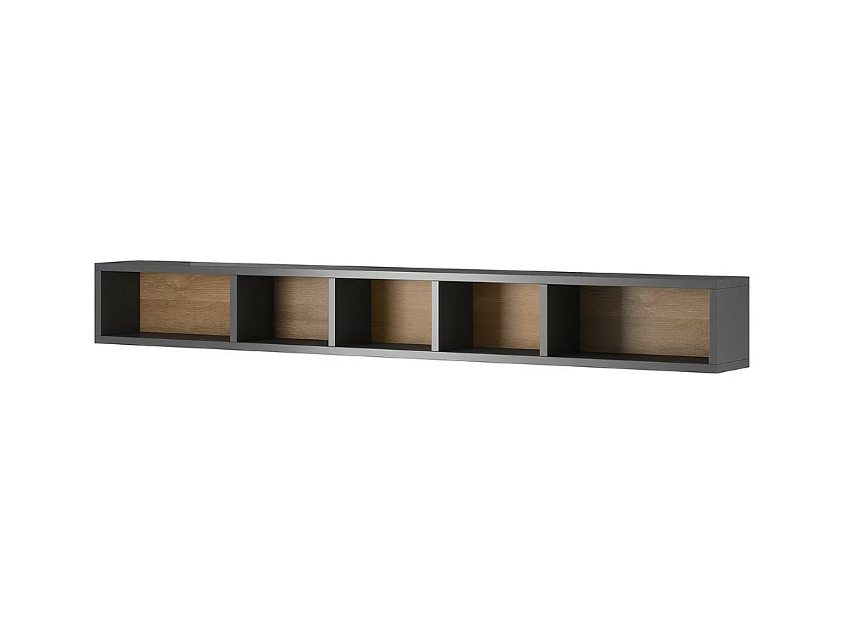 Étagère murale OHIO – Gris anthracite et chêne – 170 cm