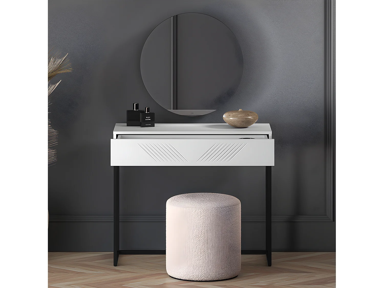 Console Coiffeuse 1 tiroir Aura Blanc