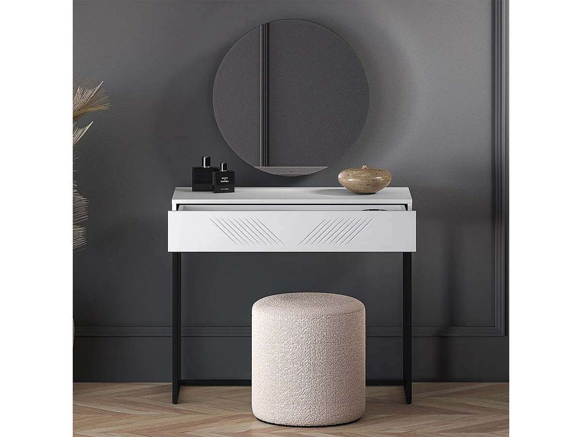 Console 1-drawer dressing table Aura White