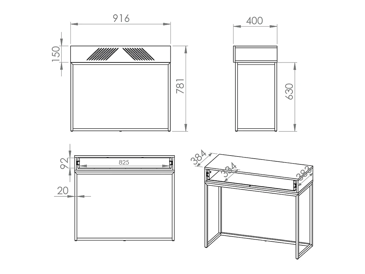 Console 1-drawer dressing table Aura White