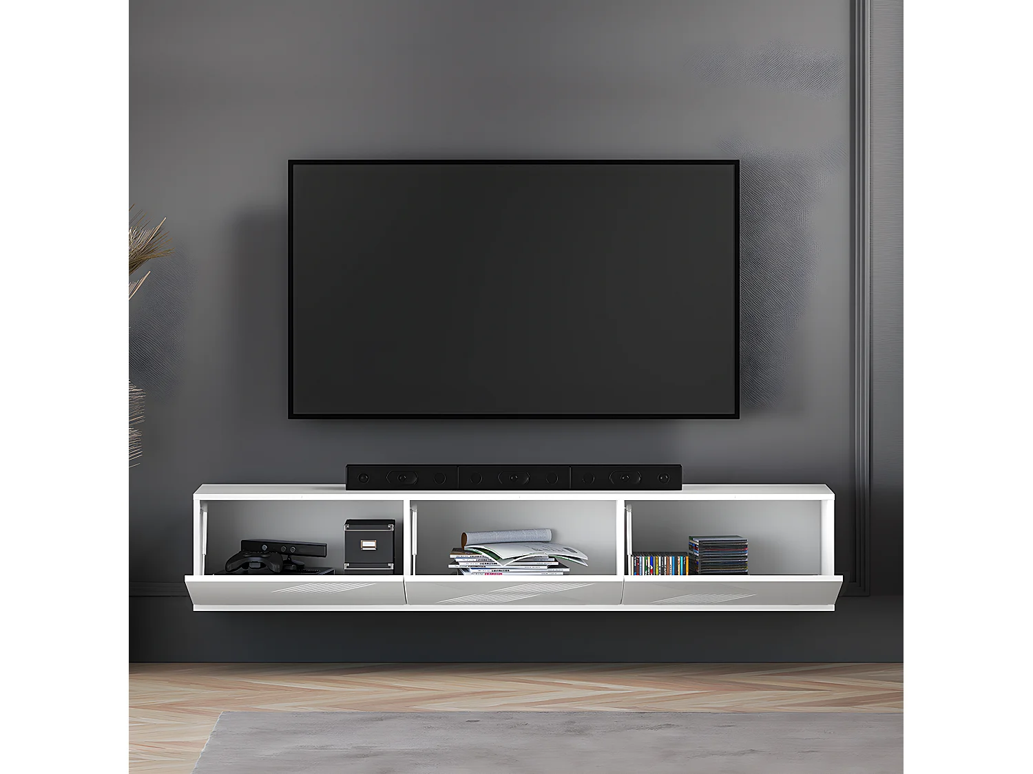 Móvel TV 3 portas Aura branco 170cm