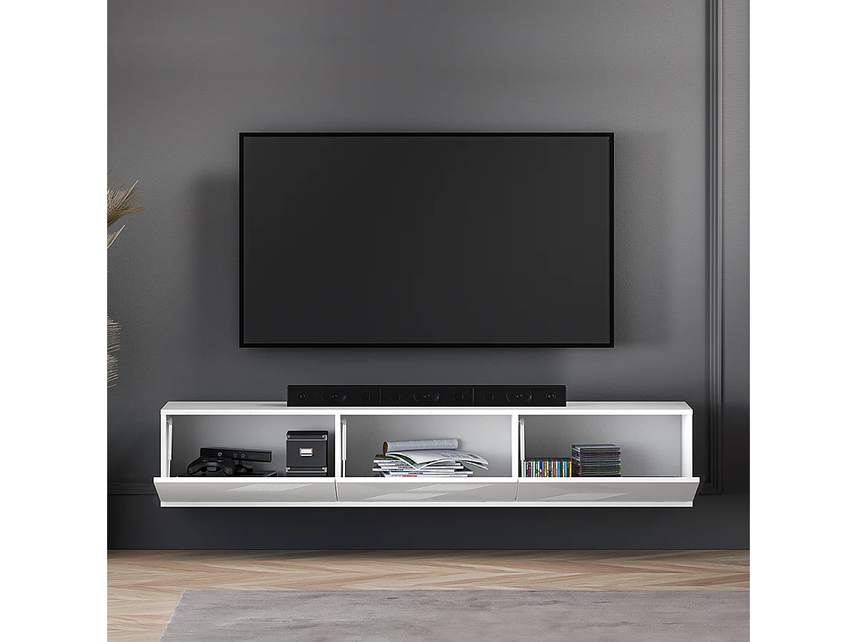 Aura 170 cm hvid 3-dørs væghængt tv-møbel