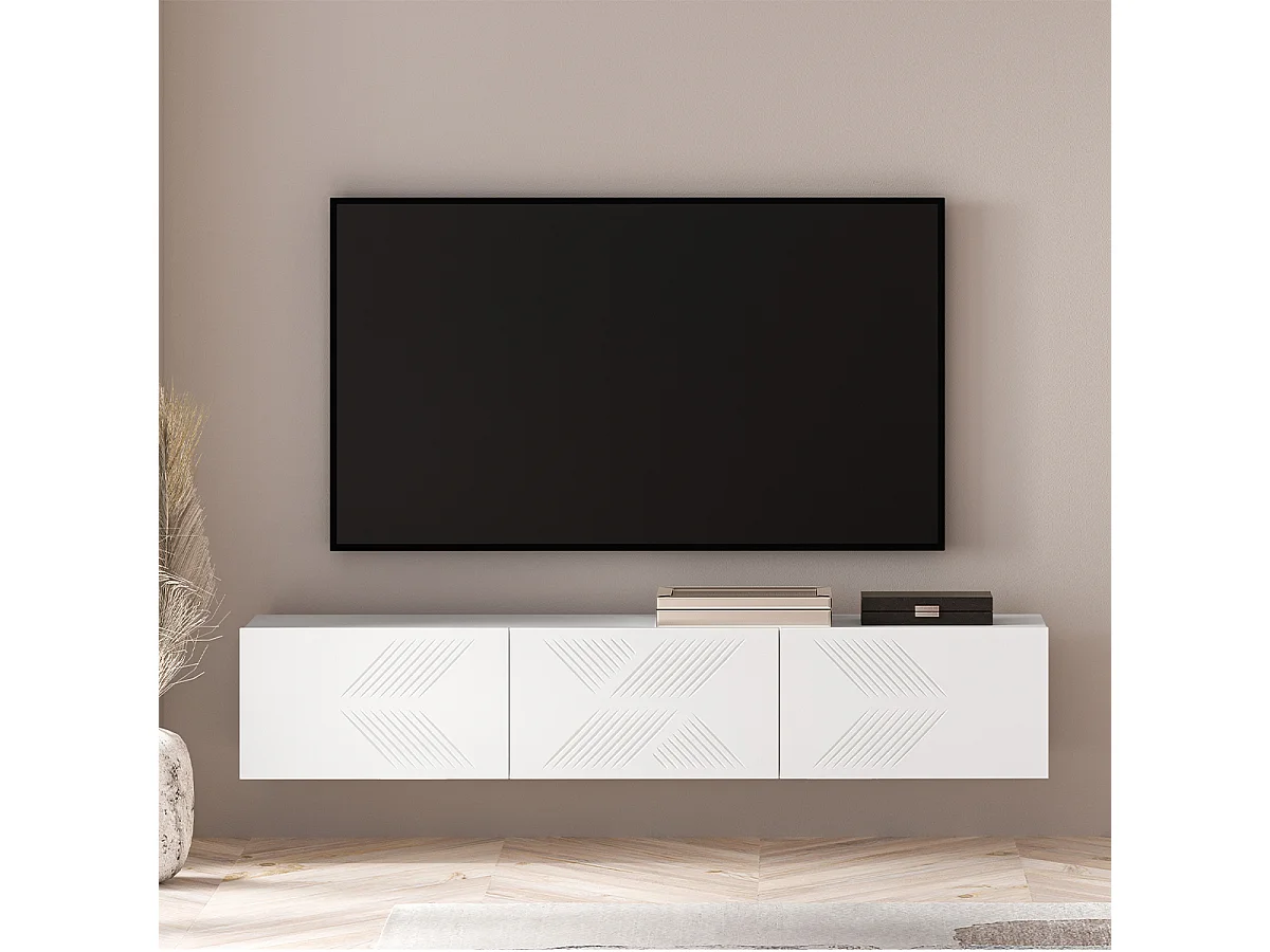 Aura 170 cm hvid 3-dørs væghængt tv-møbel
