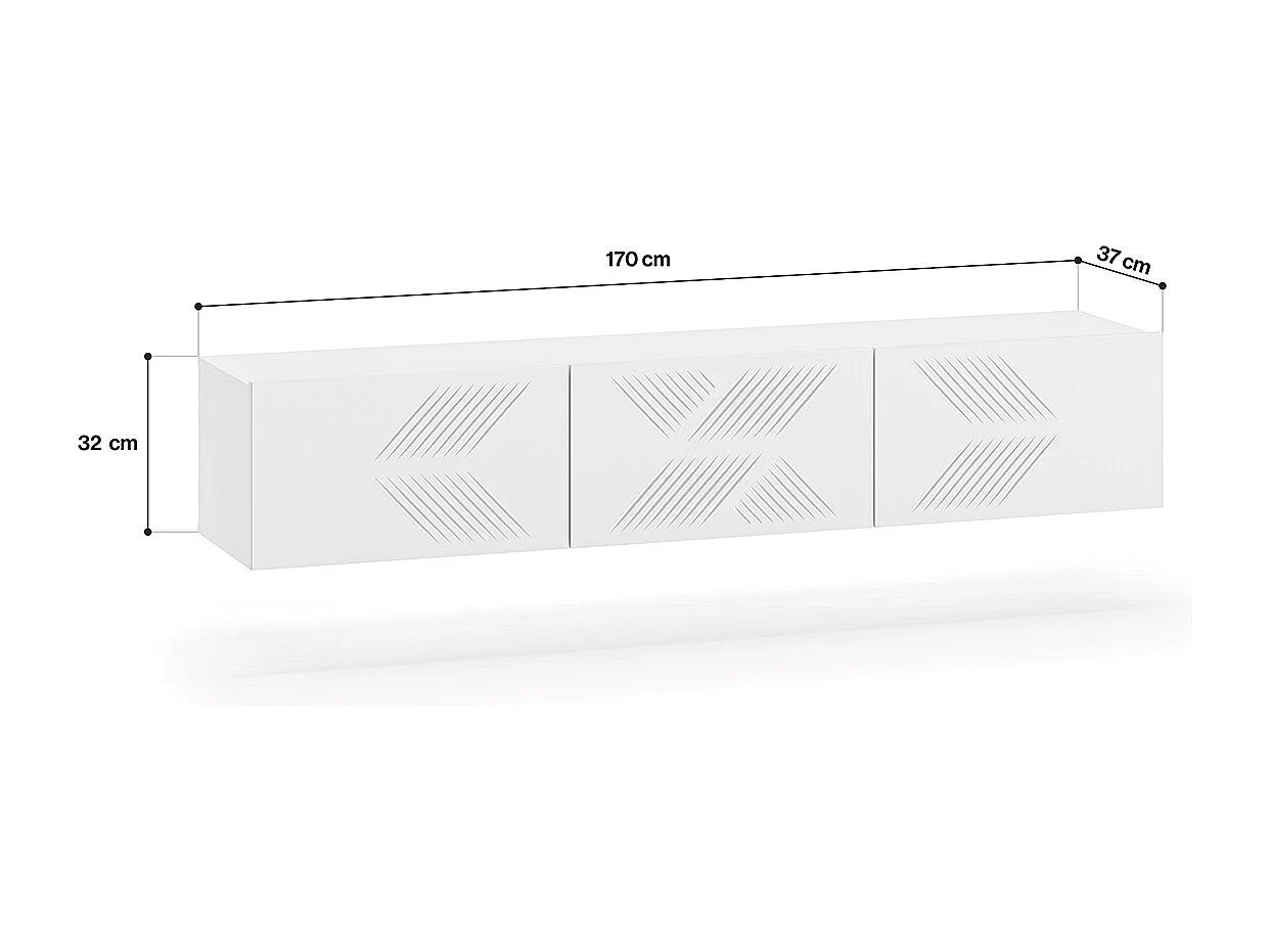 Aura 170 cm hvid 3-dørs væghængt tv-møbel