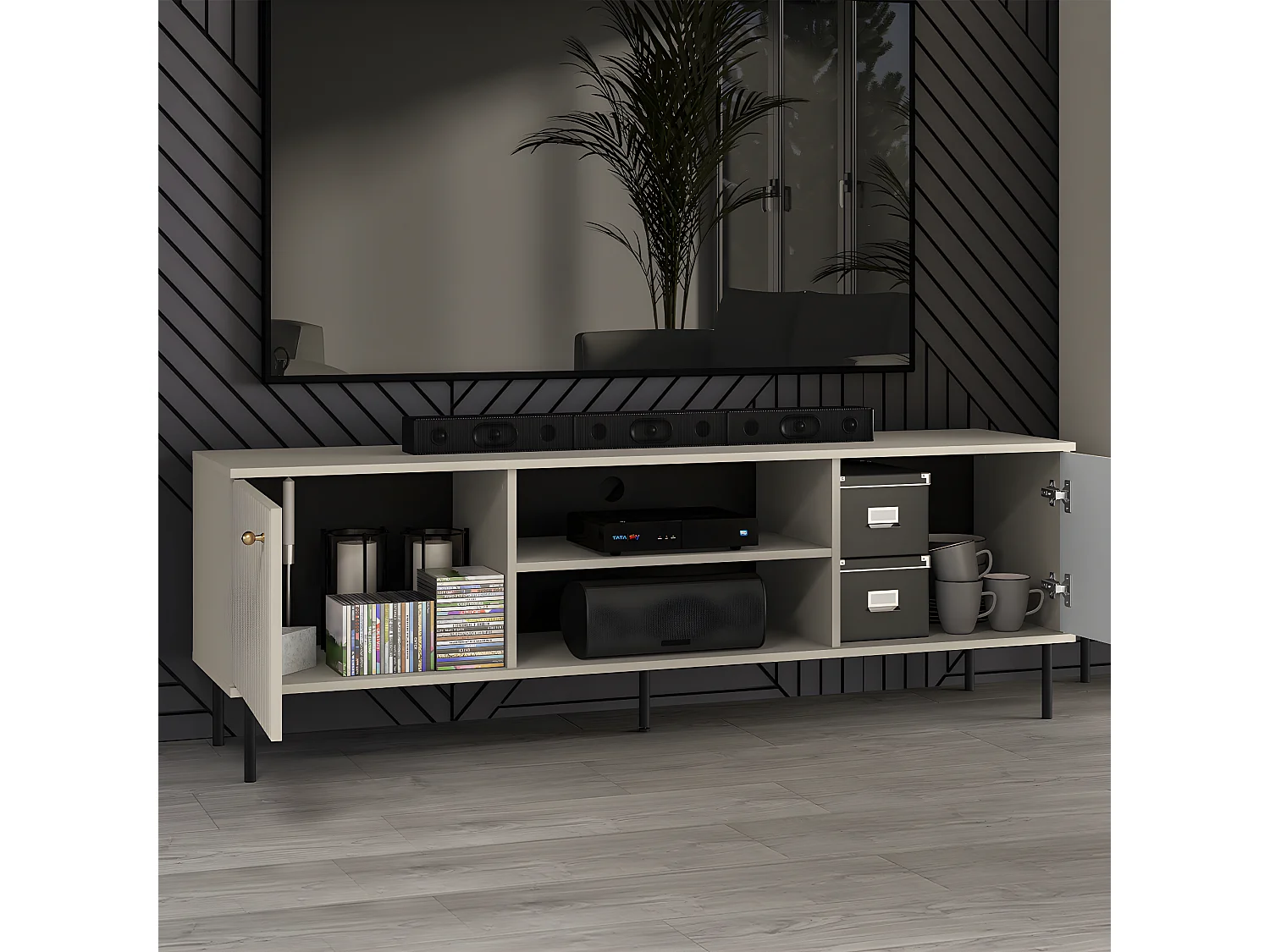 Mueble TV 2 puertas 160 cm Nova Cachemira