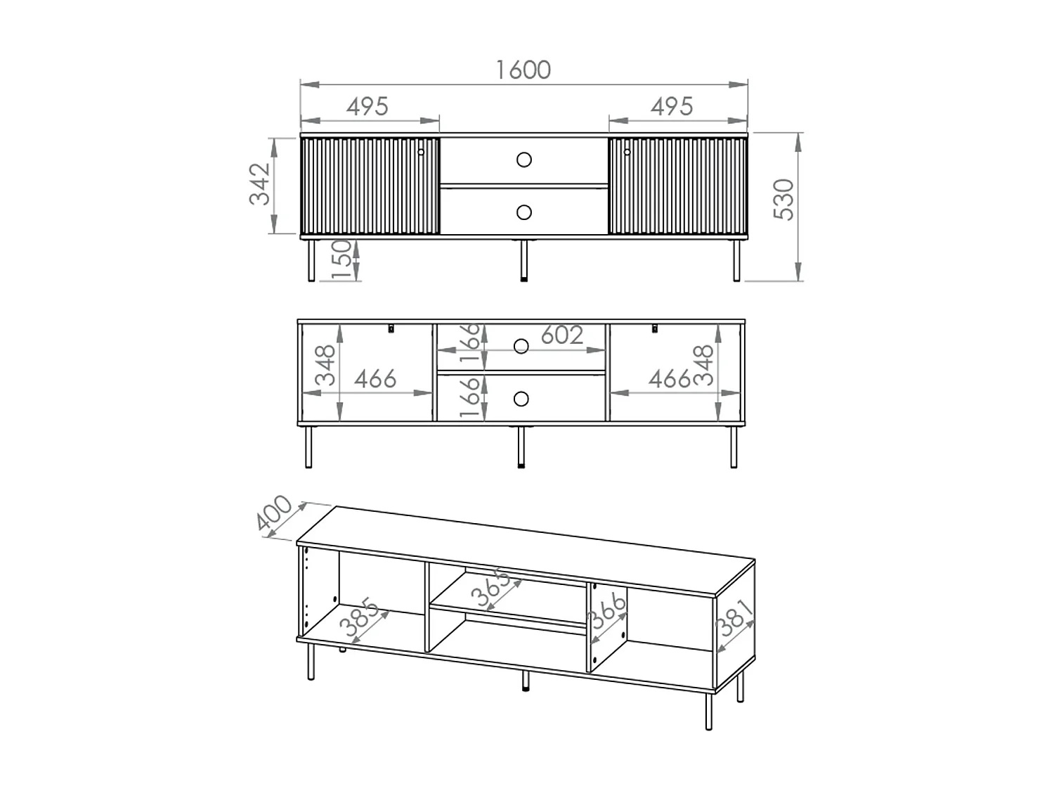 Mueble TV 2 puertas 160 cm Nova Cachemira