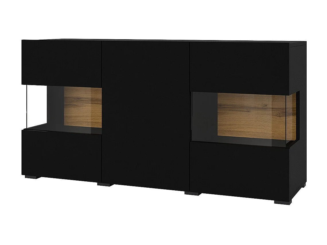 Set di design di 4 mobili da salotto collezione EVA. Colore nero e rovere.