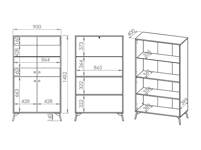 Vaisselier 4 portes LED Elara Bois et Noir