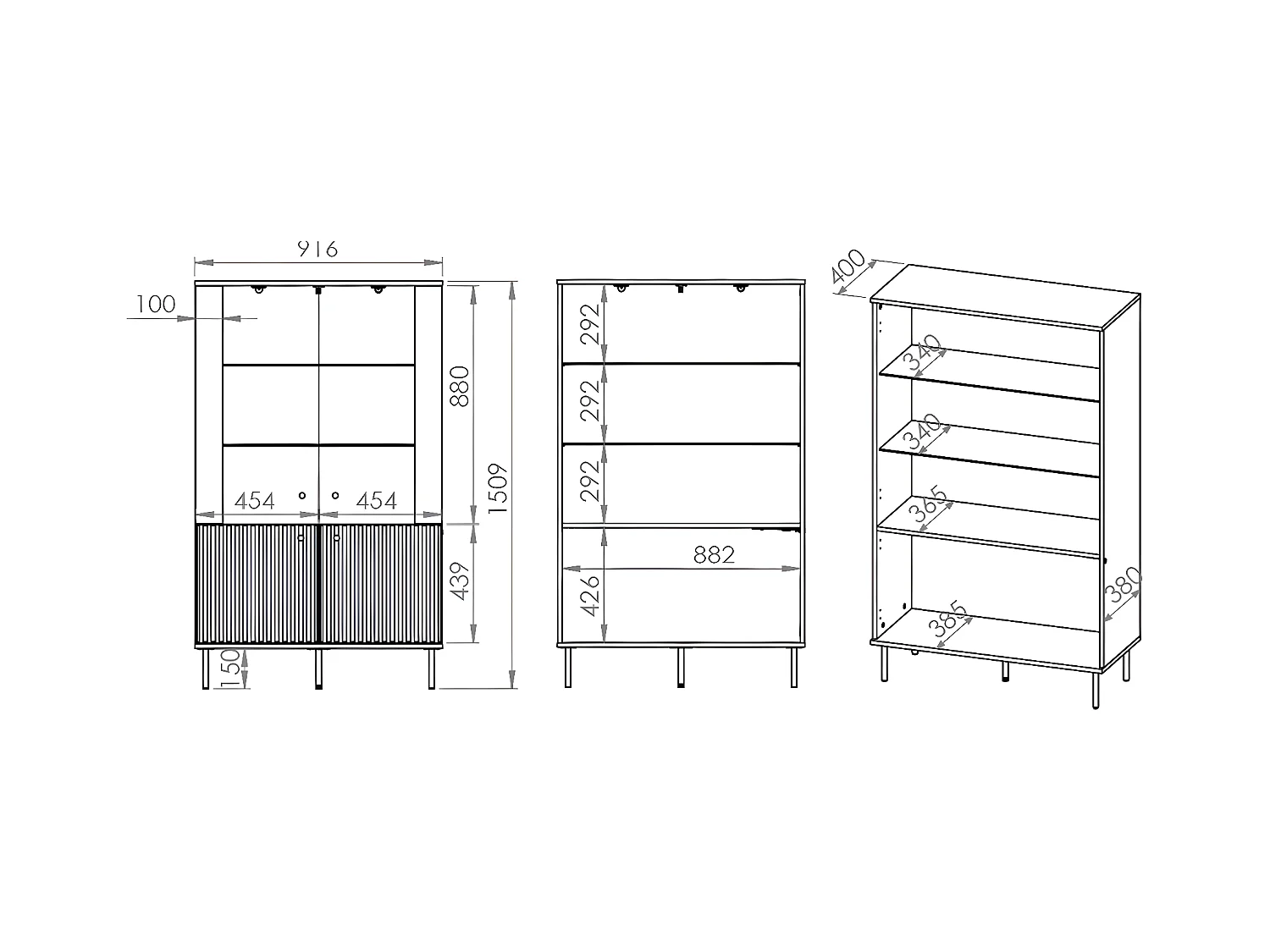 Vaisselier 4 portes LED Nova Cachemire