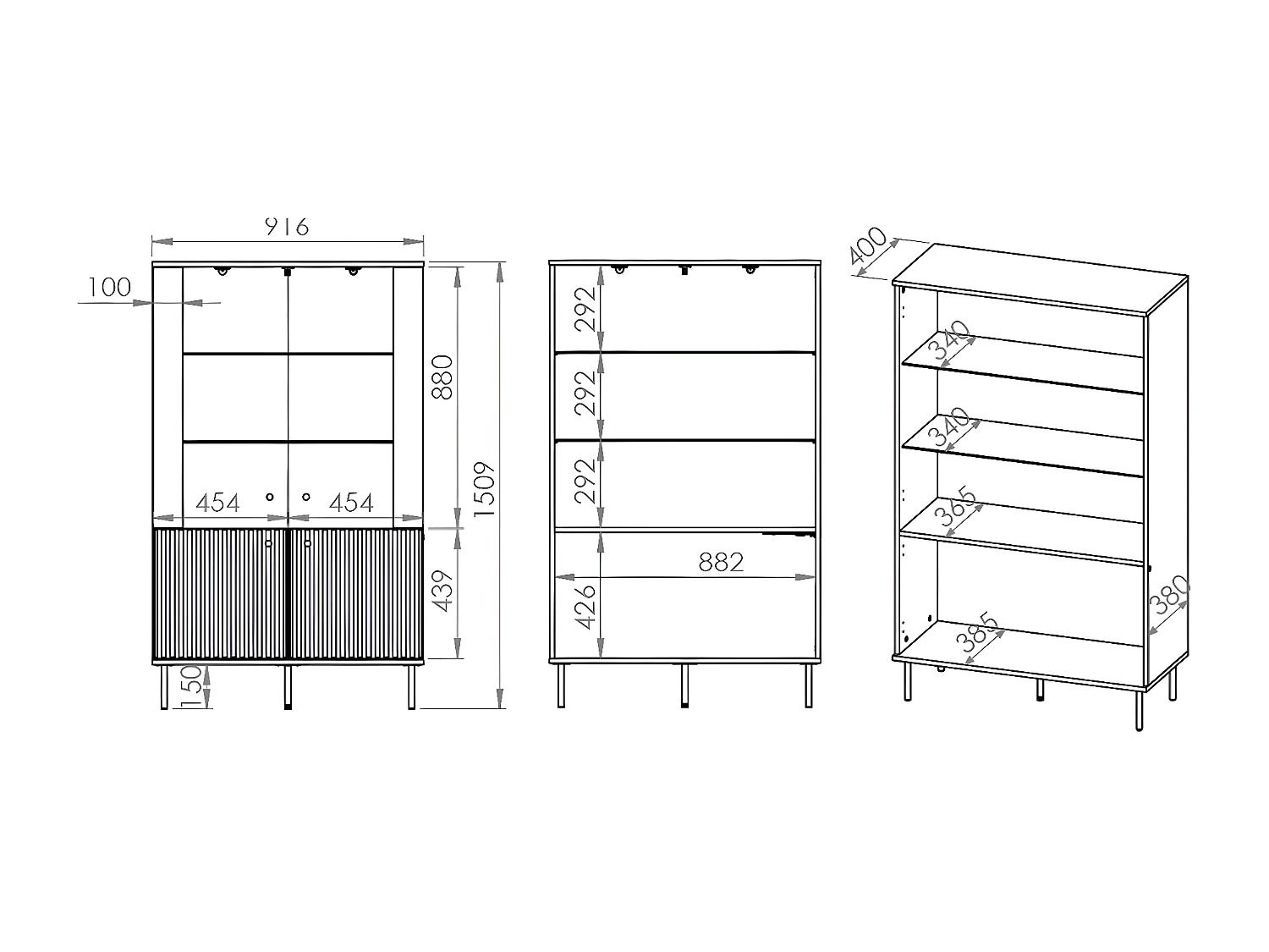 Vaisselier 4 portes LED Nova Cachemire