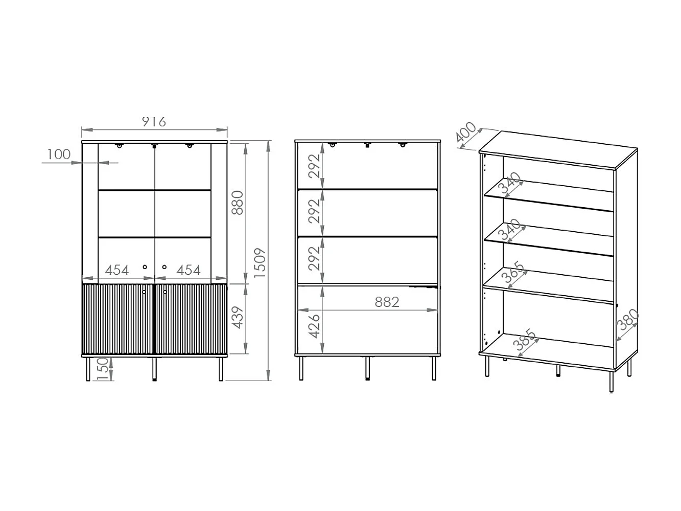 Vaisselier 4 portes LED Nova Cachemire