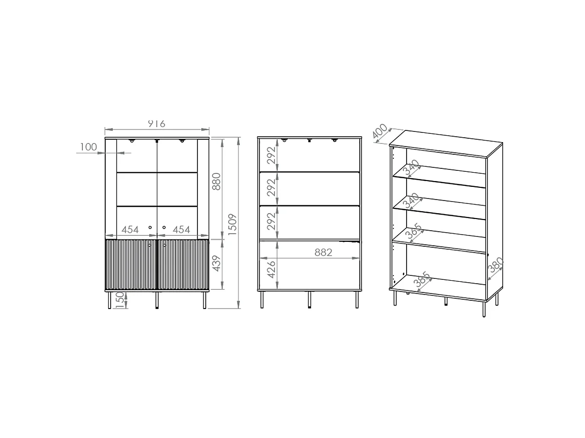 Vaisselier 4 portes LED Nova Cachemire