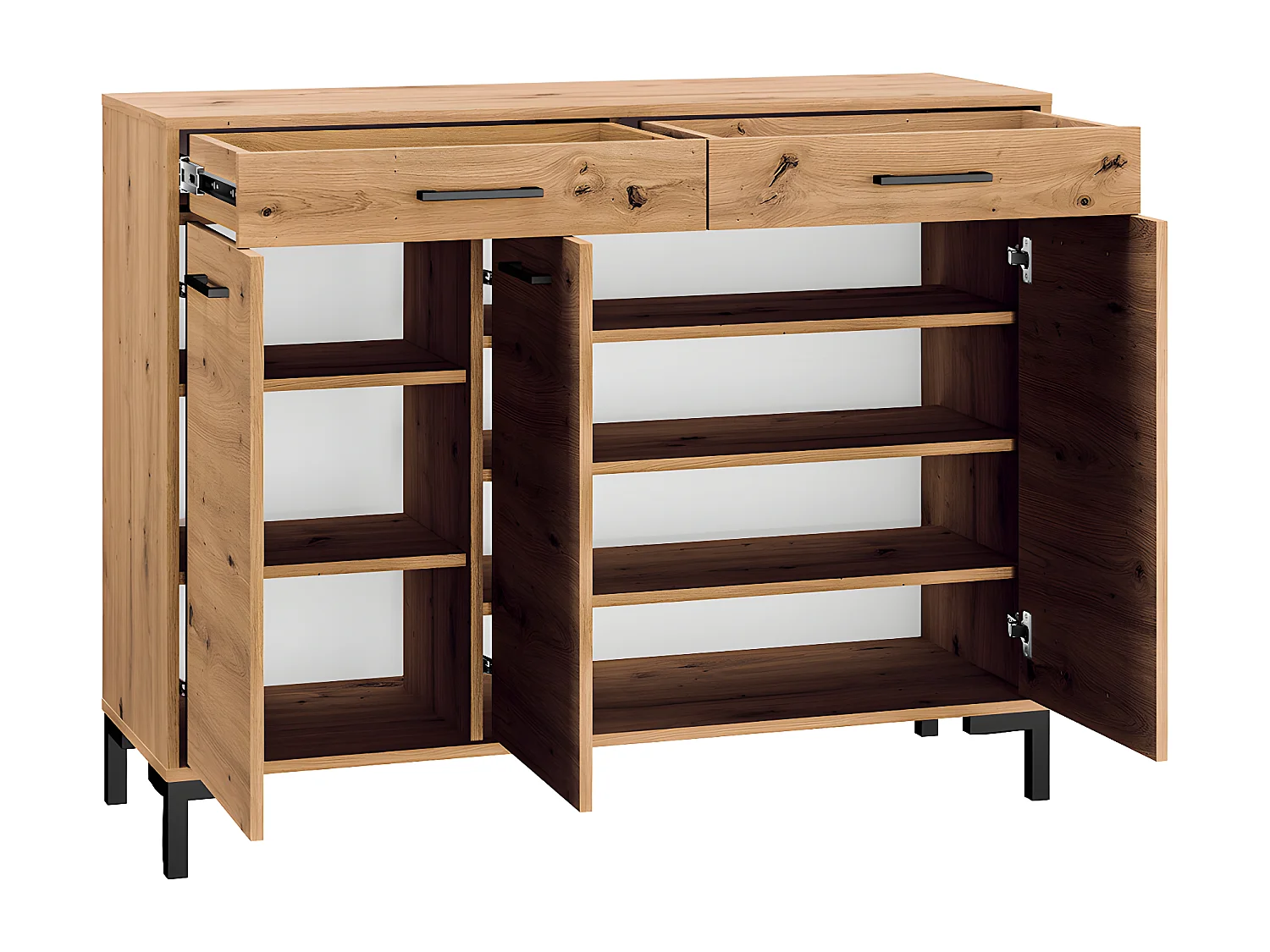 Meuble à chaussure 3 portes 2 tiroirs Liora Bois