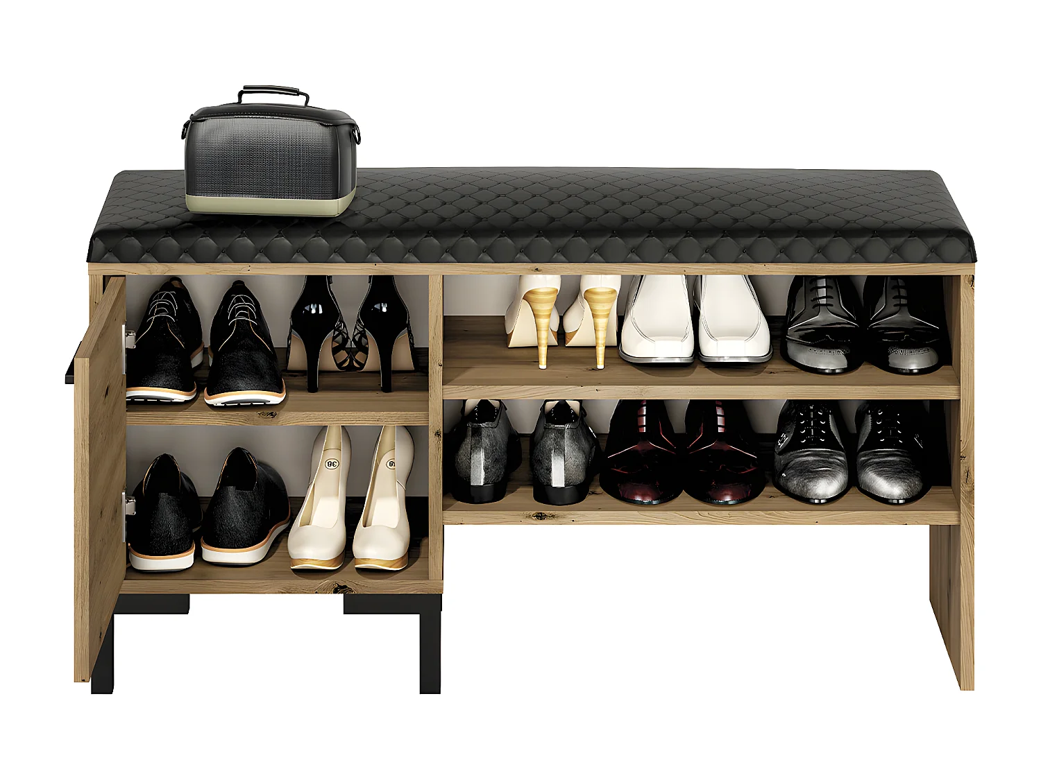 Banc meuble à chaussures 1 porte Liora Bois