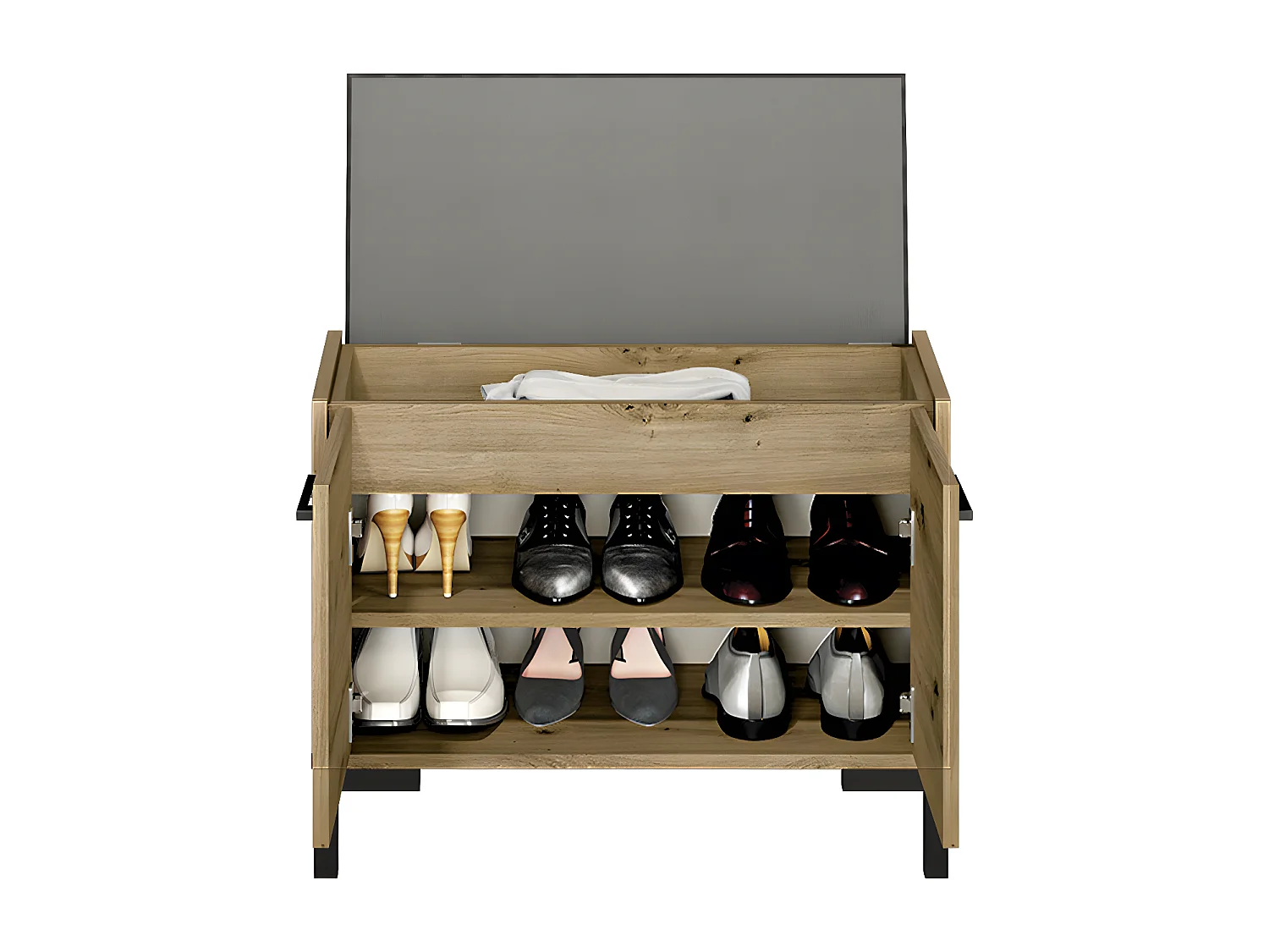 Banc meuble à chaussures 2 portes Liora Bois