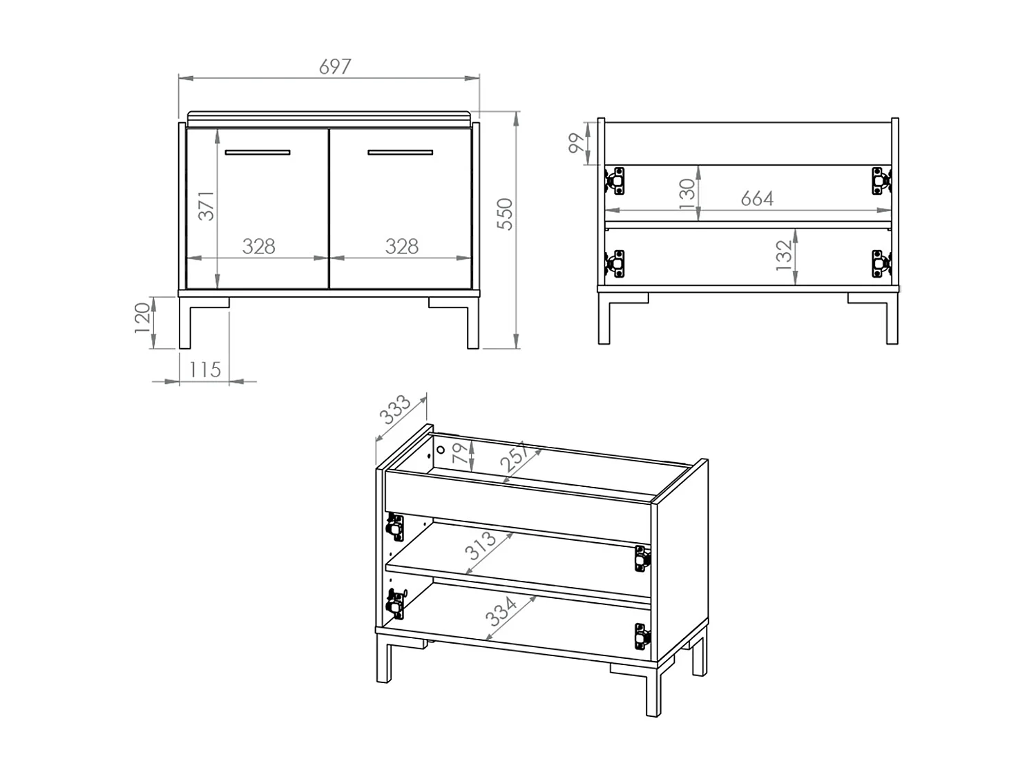 Banc meuble à chaussures 2 portes Liora Bois