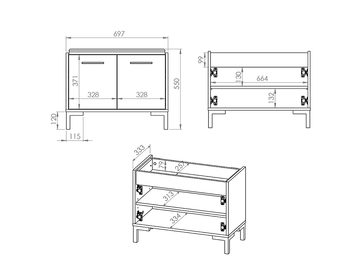 Banc meuble à chaussures 2 portes Liora Bois